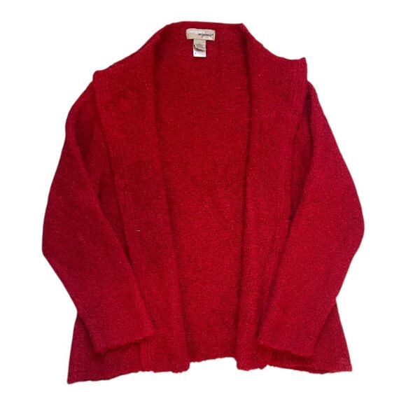 Designers Originals Vintage Open Style Wool Blend Deep Red Cardigan Jacket Sz L - Picture 3 of 8